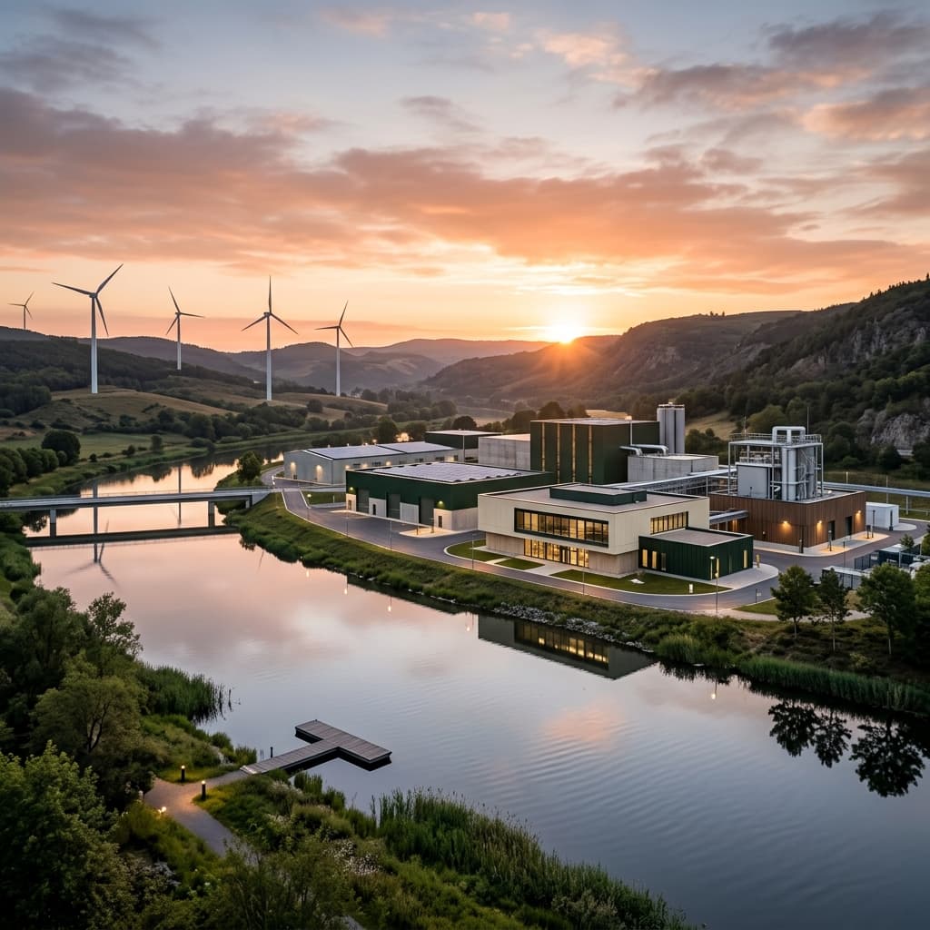 Industrial facility integrated with sustainable energy
